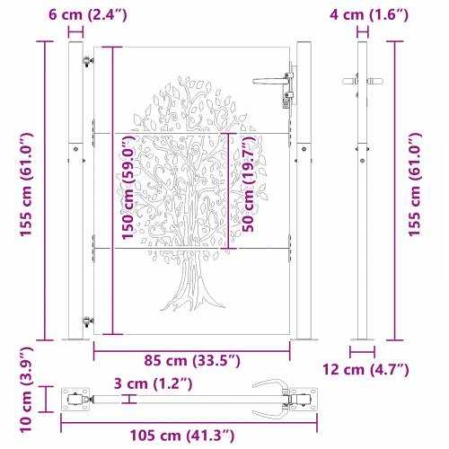 Dvorišna vrata - Vrtna vrata Crna 105 x 150 cm Čelik s praškastim premazom Cijena