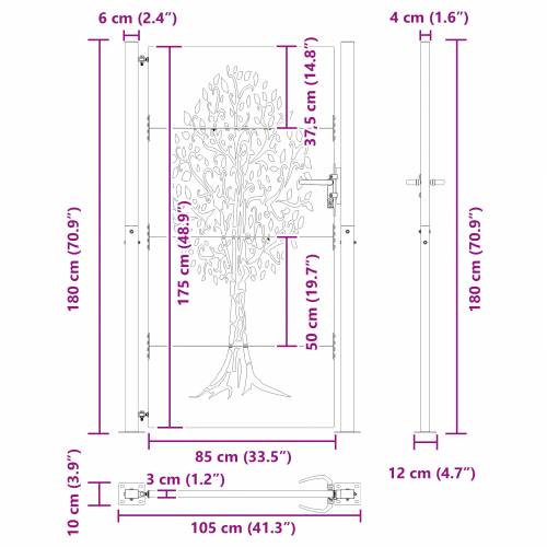 Dvorišna vrata - Vrtna vrata Crna 105 x 175 cm Čelik s praškastim premazom Cijena