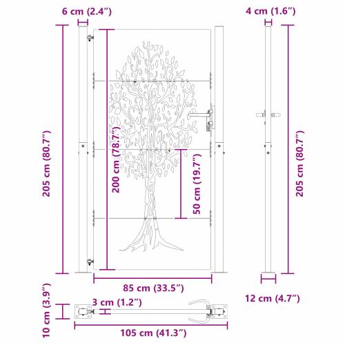 Dvorišna vrata - Vrtna vrata Crna 105 x 200 cm Čelik s praškastim premazom Cijena
