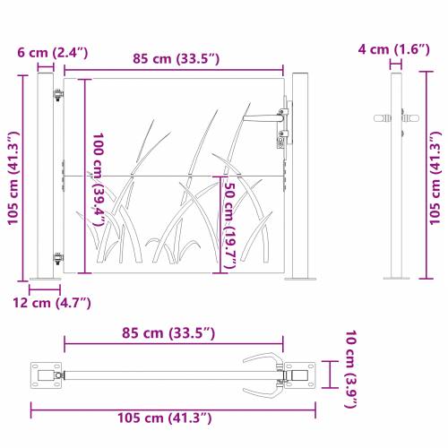 Dvorišna vrata - Vrtna vrata Crna 105 x 100 cm Čelik s praškastim premazom Cijena