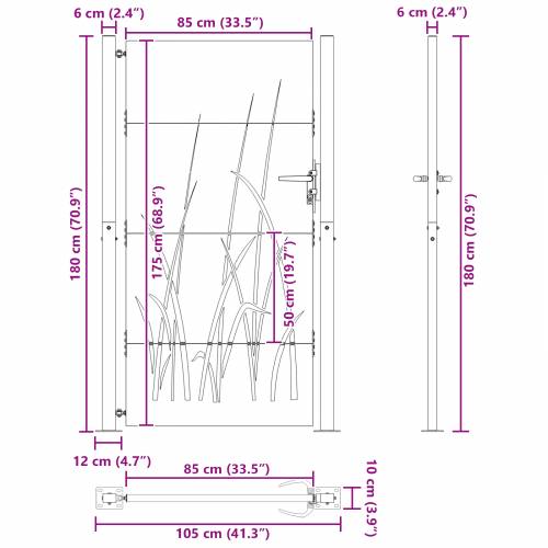 Dvorišna vrata - Vrtna vrata Crna 105 x 175 cm Čelik s praškastim premazom Cijena