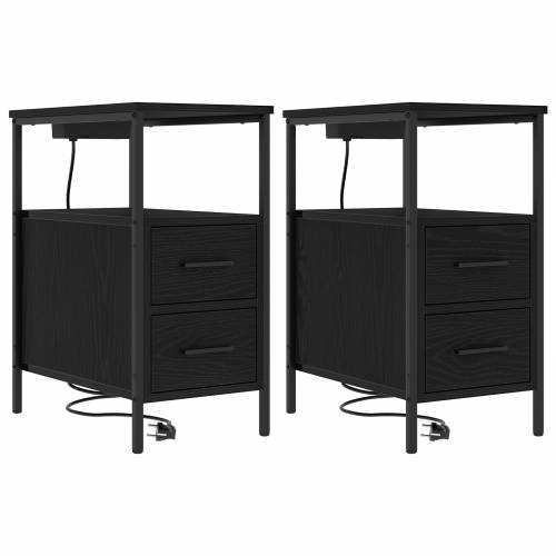 Noćni Ormari 2 pcs Crni hrast 30 x 48 x 61 cm Konstruirano drvo Cijena
