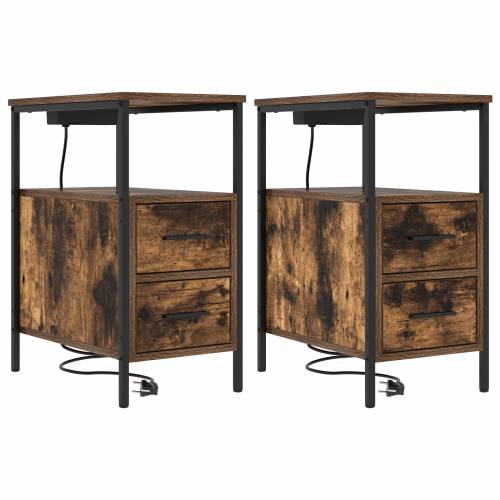 Noćni Ormari s ladicama 2 pcs Dimljeni hrast 30 x 48 x 61 cm Cijena