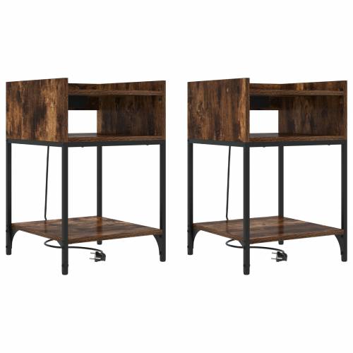 Noćni Ormari s policom s pohranom 2 pcs Dimljeni hrast 40 x 40 x 61 cm Cijena
