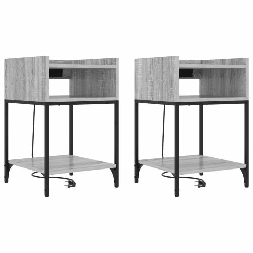 Noćni Ormari s policom s pohranom 2 pcs Sivi hrast sonoma 40 x 40 x 61 cm Cijena