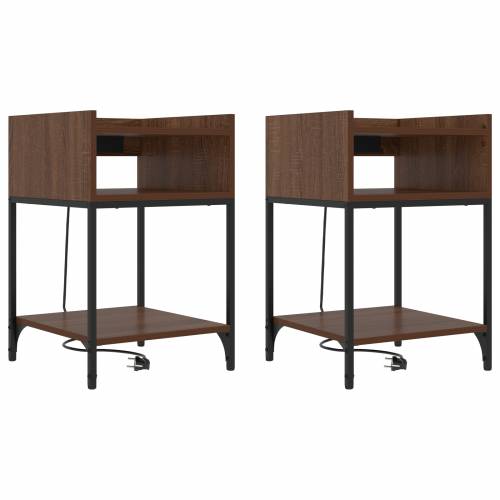 Noćni Ormari s policom s pohranom 2 pcs Smeđi hrast 40 x 40 x 61 cm Cijena