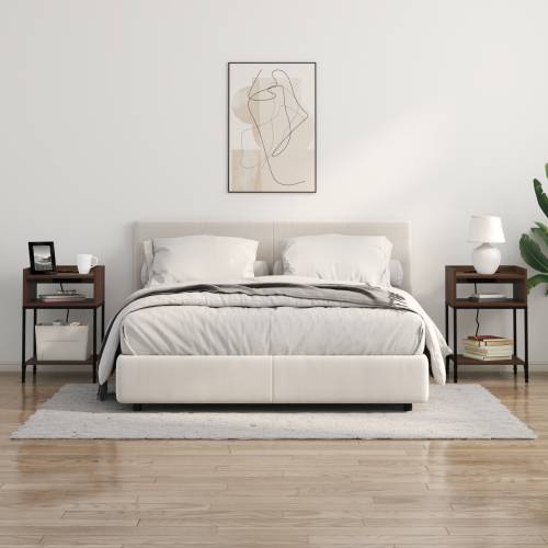 Noćni Ormari s policom s pohranom 2 pcs Smeđi hrast 40 x 40 x 61 cm Cijena