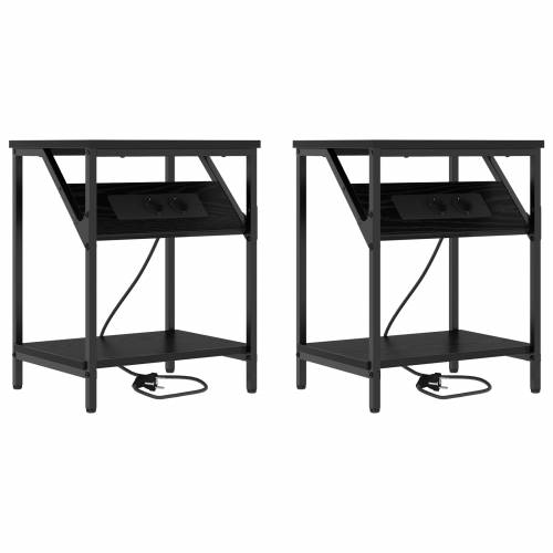 Noćni Ormari 2 pcs Crni hrast 38 x 30 x 48 cm Konstruirano drvo Cijena