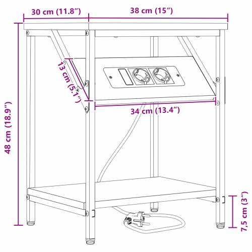 Noćni Ormari 2 pcs Crni hrast 38 x 30 x 48 cm Konstruirano drvo Cijena