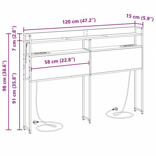 Skladišno uzglavlje Crni hrast 120 cm Konstruirano drvo Cijena
