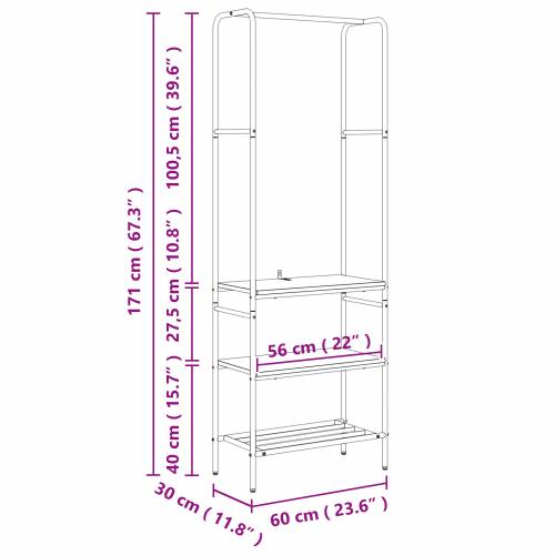 Stalak za odjeću s policama Crni hrast 60 x 30 x 171 cm Cijena