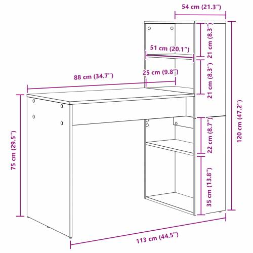 Stol s pohranom dimljenog hrasta 113x54x120 cm Konstruirano drvo Cijena