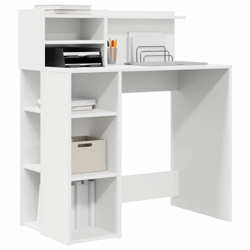 Stol sa skladištenjem Bijeli 90x48x101.5 cm Konstruirano drvo Cijena