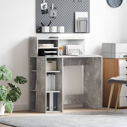 Stol s policom Betonski sivi 90x48x101.5 cm Konstruirano drvo Cijena