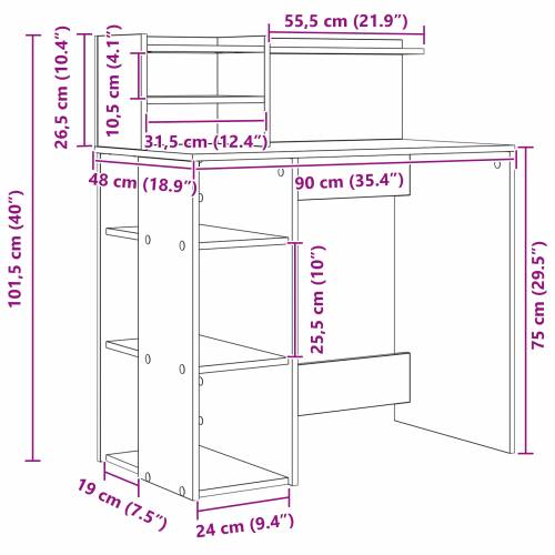 Stol s Skladištem Dimljeni Hrast 90x48x101.5 cm Konstruirano drvo Cijena