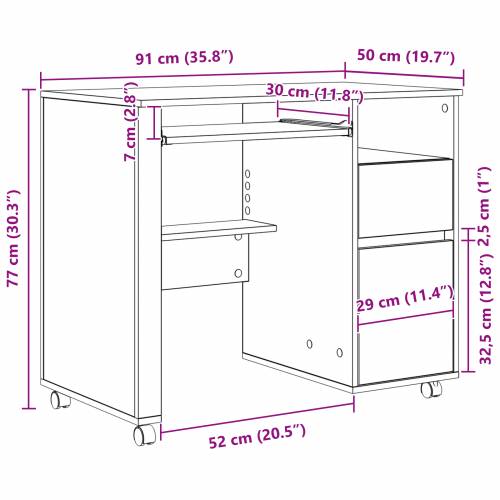 smeđi stol za računalo Staro drvo Iverica, metal Standard Kotači Cijena