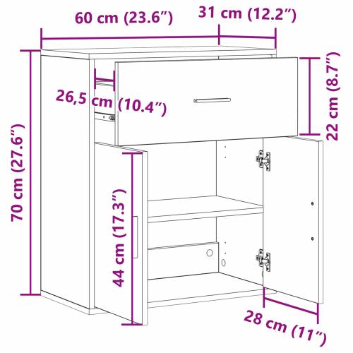 Ormarić / Komoda Crni hrast 60 x 31 x 70 cm Konstruirano drvo Cijena