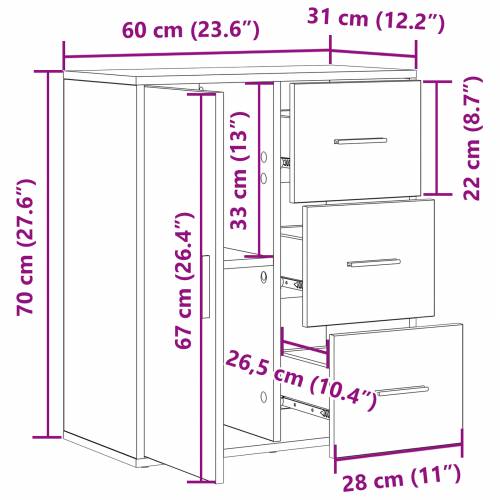 Ormarić / Komoda Crni hrast 60 x 31 x 70 cm Konstruirano drvo Cijena