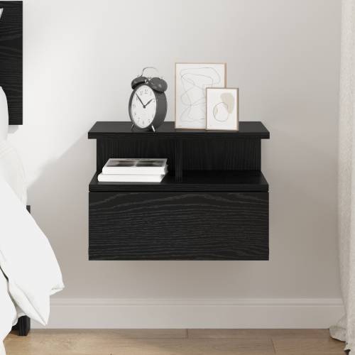 Floating Nightstand Crni hrast 40x31x27 cm Konstruirano drvo Cijena
