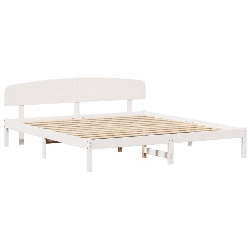 okvir kreveta s uzheadboardom bijeli 200x200 cm čvrsto drvo bor Cijena