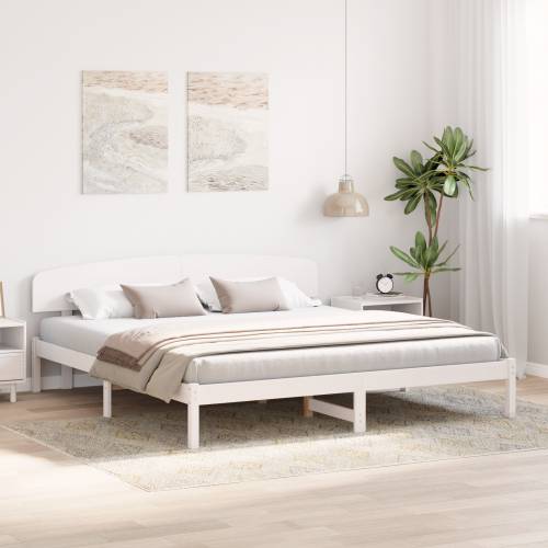 okvir kreveta s uzheadboardom bijeli 200x200 cm čvrsto drvo bor Cijena