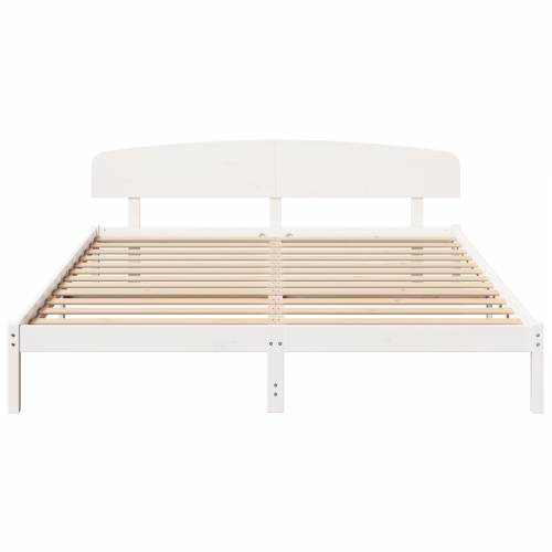 okvir kreveta s uzheadboardom bijeli 200x200 cm čvrsto drvo bor Cijena