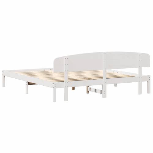 okvir kreveta s uzheadboardom bijeli 200x200 cm čvrsto drvo bor Cijena