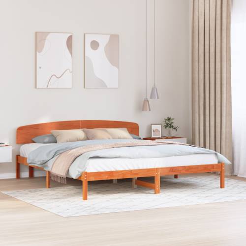 Krevet okvir s naslonom vosak smeđa 180x200 cm Čvrsto drvo borovina Cijena