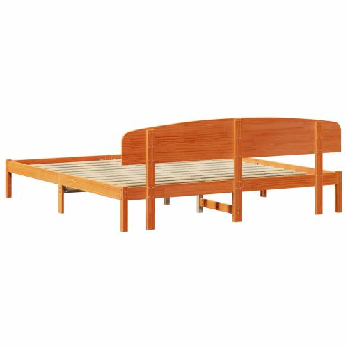 Krevet okvir s naslonom vosak smeđa 180x200 cm Čvrsto drvo borovina Cijena