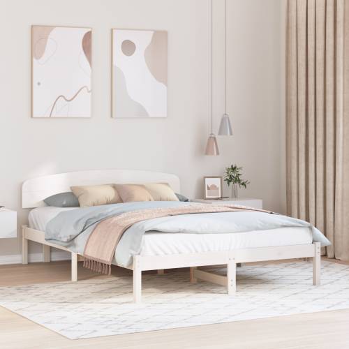 Krevet okvir s uzglavljem Bijeli 150x200 cm Čvrsta borovina Cijena