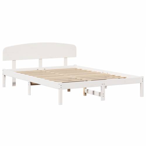 Krevet okvir s uzglavljem Bijeli 150x200 cm Čvrsta borovina Cijena