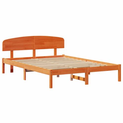 Krevetni okvir sa uzheadboardom Vosak smeđi 150x200 cm Solidno drvo bor Cijena