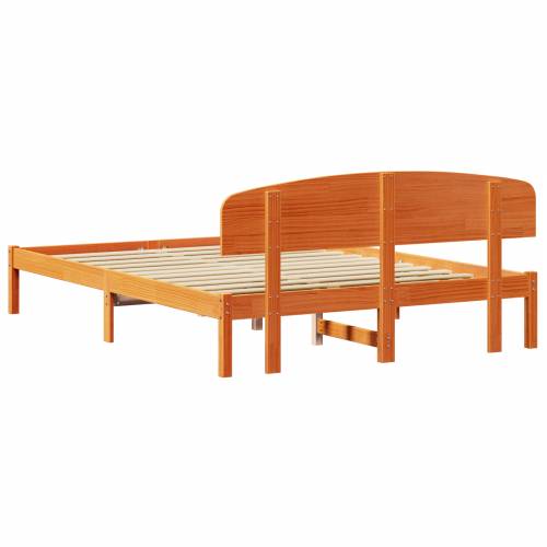 Krevetni okvir sa uzheadboardom Vosak smeđi 150x200 cm Solidno drvo bor Cijena