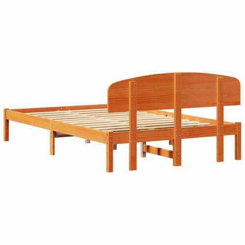 Krevetni okvir s uzglavljem Ulašteni smeđi 140x190 cm Masivno drvo bor Cijena