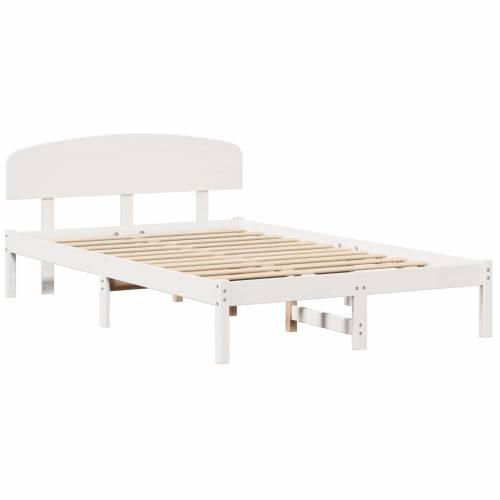 Krevetna konstrukcija s uzglavljem Bijela 135x190 cm Solidno drvo bor Cijena