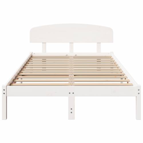 Krevetna konstrukcija s uzglavljem Bijela 135x190 cm Solidno drvo bor Cijena