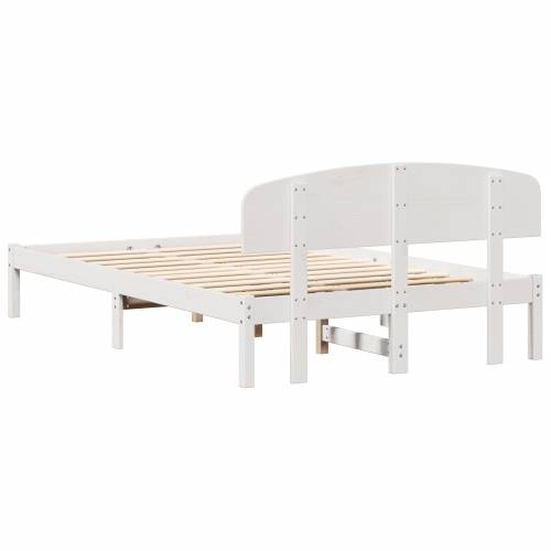 Krevetna konstrukcija s uzglavljem Bijela 135x190 cm Solidno drvo bor Cijena