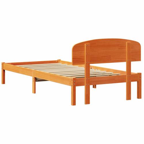 Krevetna konstrukcija s uzglavljem Vosak smeđa 75x190 cm Čvrsta borovina Cijena