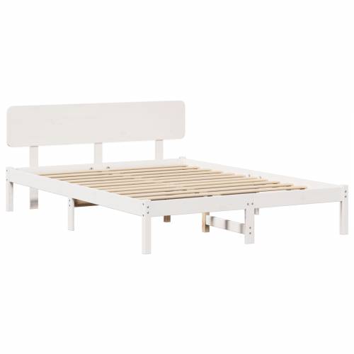 Krevetna konstrukcija s glavom kreveta Bijela 200x200 cm Čvrsta borovina Cijena