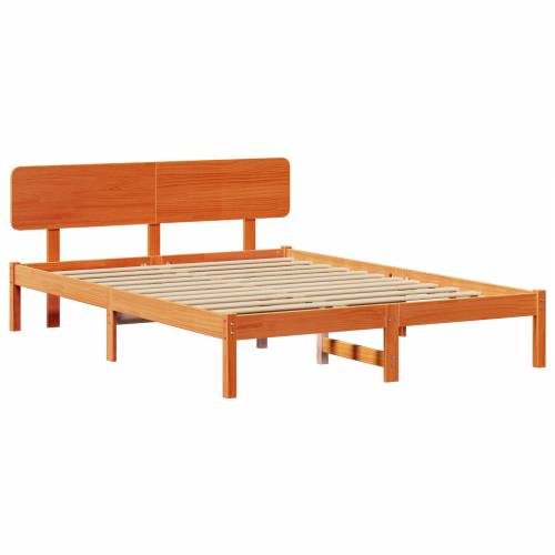 Krevetna konstrukcija s glavom kreveta Smeđa 200x200 cm Puno drvo borovine Cijena