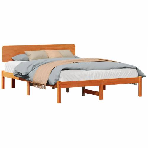 Krevetna konstrukcija s glavom kreveta Smeđa 200x200 cm Puno drvo borovine Cijena