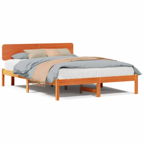 Krevetna konstrukcija s glavom kreveta Smeđa 200x200 cm Puno drvo borovine Cijena