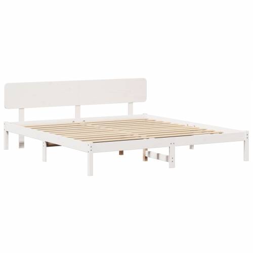 Krevetni okvir s uzglavljem Bijeli 180x200 cm Čvrsta borovina Cijena