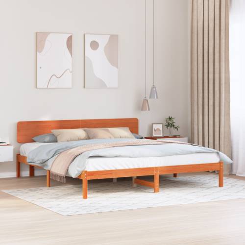 Krevetni okvir s uzglavljem Vosak smeđi 180x200 cm Masivna borovina Cijena