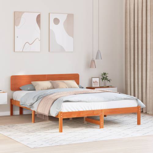 Krevetni okvir s uzglavljem u boji voska 140x200 cm od masivnog bora Cijena