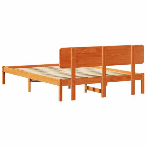 Krevetni okvir s uzglavljem u boji voska 140x200 cm od masivnog bora Cijena
