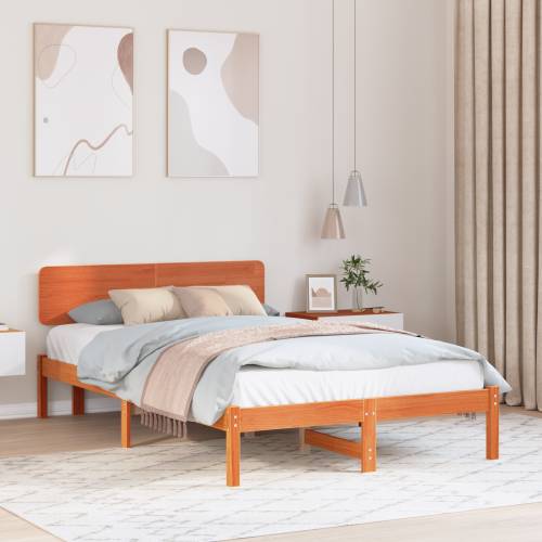 Krevet s uzglavljem Vosak smeđa 120x200 cm Čvrsta borovina Cijena