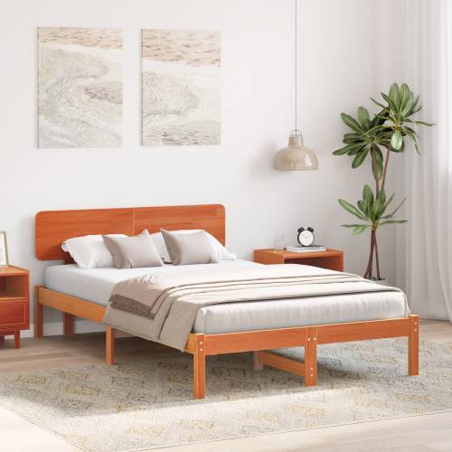 Krevet s uzglavljem Vosak smeđa 120x200 cm Čvrsta borovina Cijena