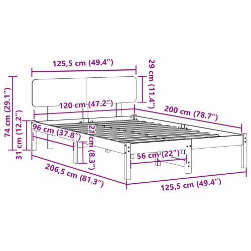 Krevet s uzglavljem Vosak smeđa 120x200 cm Čvrsta borovina Cijena