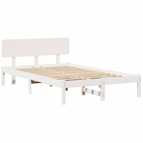 okvir kreveta s uzglavljem bijeli 135x190 cm čvrsti bor Cijena